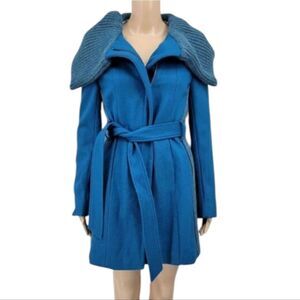 Elevenses Anthropologie Judith Turquoise Wool Blend Coat NWT Women's Size 2